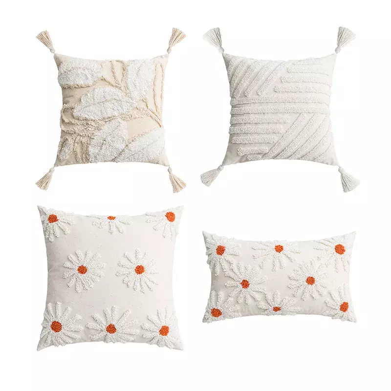 45x45cm Modern Light Luxury Style Tufted Tassel Pillowcase, Home Soft Decoration Cushion, Living Room Sofa Pillowcase