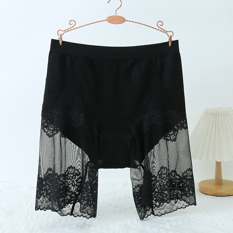 New Plus Size Shorts Under Skirt Sexy Lace Anti Chafing Thigh Safety Shorts Ladies High Waist Pants Underwear Safety Pants Women