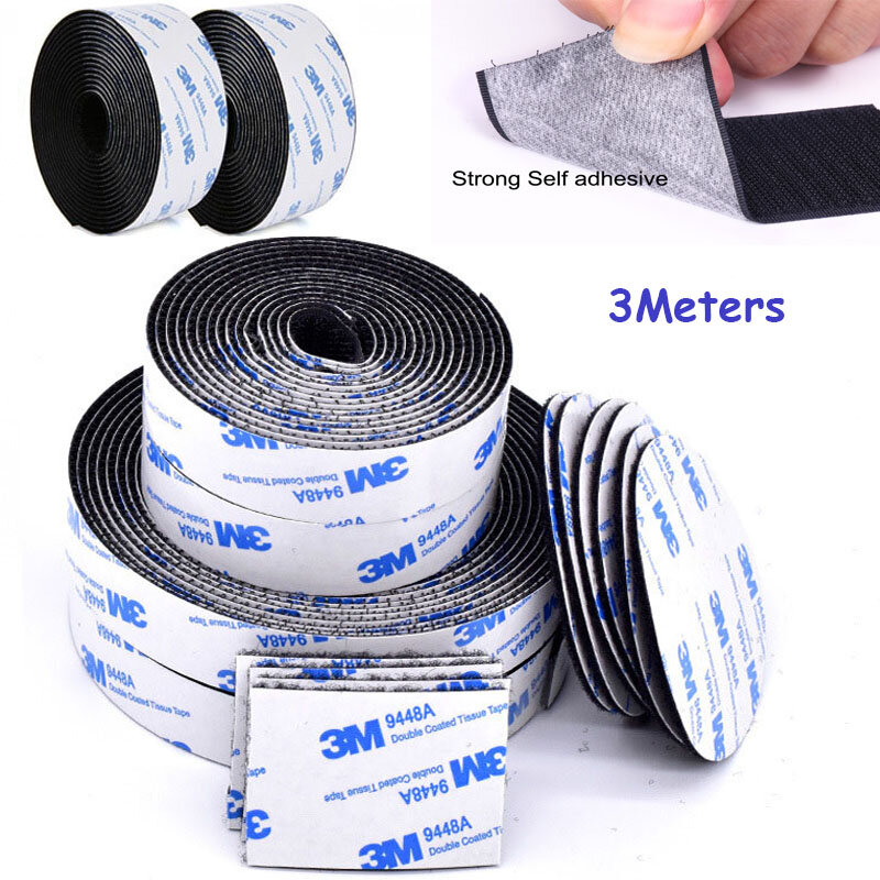 3Meter Sterke Zelfklevende Klittenbandsluiting Tape Nylon Sticker Lijm Met Sterke Lijm Voor Diy 16/20/25/30/38/50Mm
