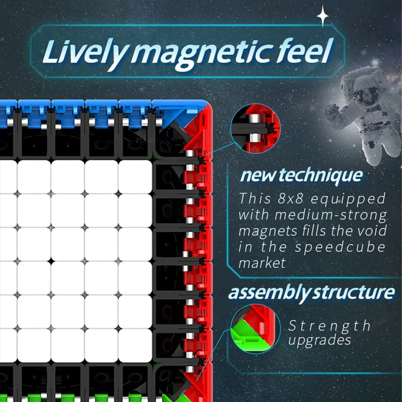 DianSheng Galaxy 8x8 Magneitc Magic Cube 8x8x8 Magnetic Speed Magic Cube Professional SpeedCubing 8 Layer 8x8 Cubo Magico