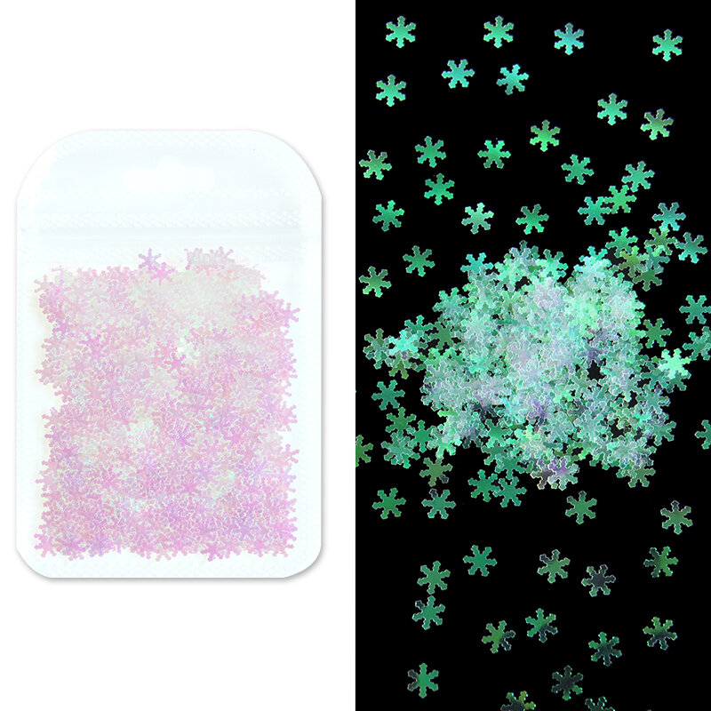 10กรัม/ถุง6มม.เกล็ดหิมะ Glitter Sequins เลเซอร์ Flakes DIY เล็บ Holographic 3D Glitter Shapes สำหรับเล็บอุปกรณ์ศิลปะ