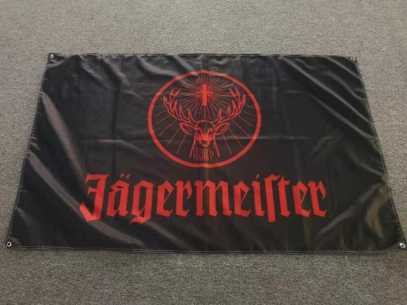 Jagermeister gigante grande bandeira preta, 100% poliéster banner, super grande banner, 5x7ft, 160x240cm