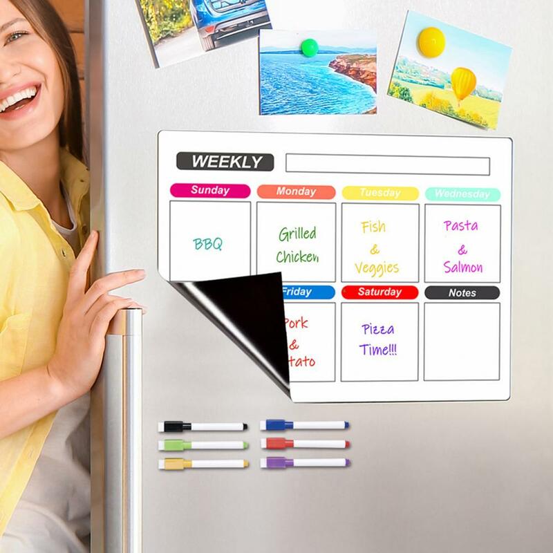 2024 Set di calendari mensili magnetici cancellabili a secco-lavagna magnetica bianca agenda settimanale e Organizer per la spesa per frigorifero da cucina