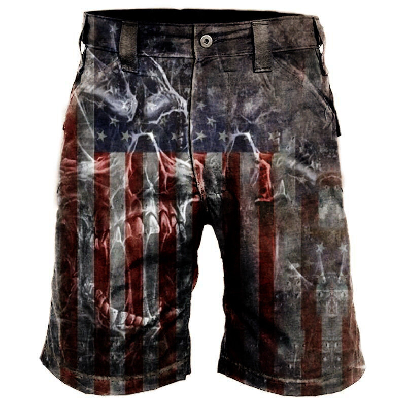 New Lndependence Day Flag 3D Printed Stylish Men's Sports Cargo Shorts Men's Stylish Casual Shorts