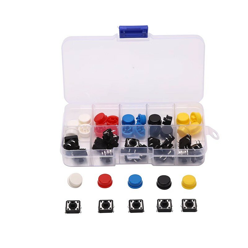 WAVGAT-Kit de boutons poussoirs tactiles pour Ardu37, micro-interrupteur momentané, capuchon tactile, 5 couleurs, 12x12x7.3mm, 25 pièces