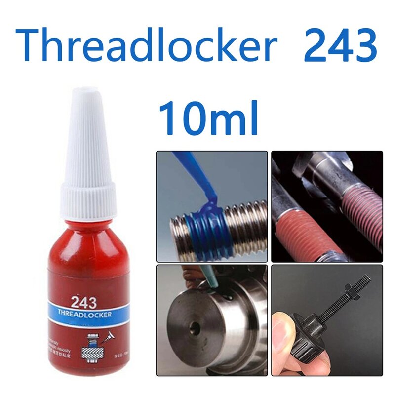 Threadlocker-Cola Anaeróbica, Adesivo de Parafuso, Anti-Loose, Seal Thread, Lock Locking, 243, 10ml