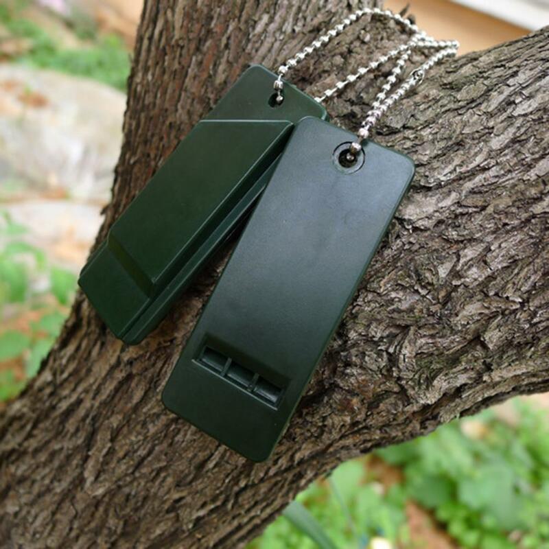 Emergency Survival Whistle Keychain, alta Decibel, Multi-Áudio, 3-Frequência, Camping ao ar livre, Caminhadas, 2 pcs