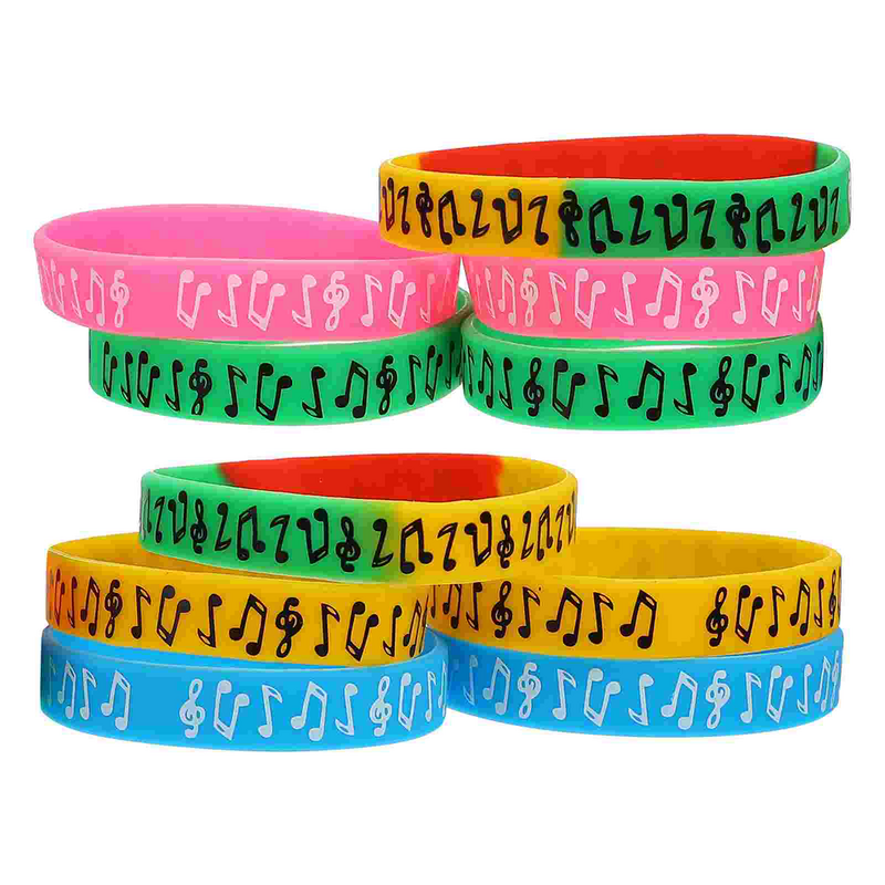10 Pcs Music Note Silicone Hand Decor Festival Bracelet Wristband for Silica Gel Child Decorative Syllable Notes