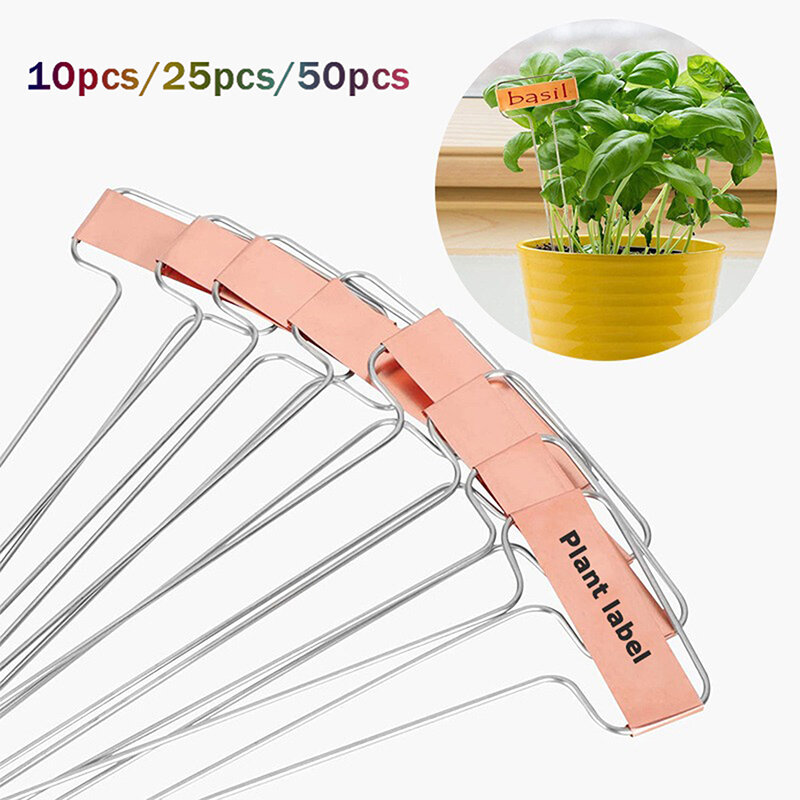 10/25/50PCS Metal Plant Label Stakes Copper Plant Tags Labels Reusable Gardening Markers for Flowers Vegetables Seedlings