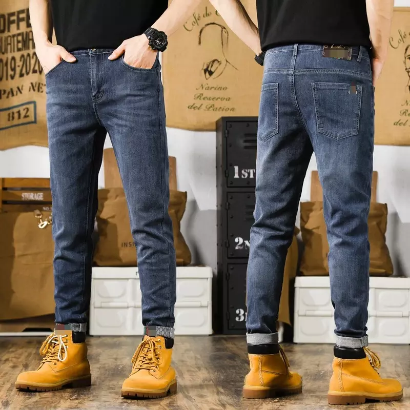 2023 jeansy męskie luźne proste nogawki spodnie dżinsowe męska marka jeansy ze streczem jeansy dla mężczyzn