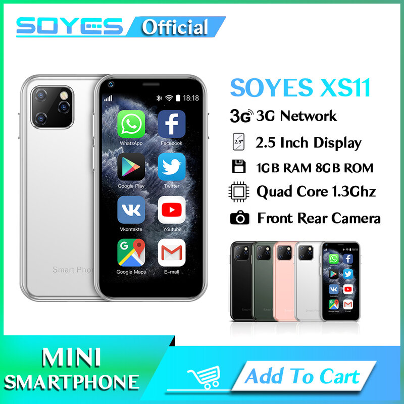 SOYES 7S XS11 Ponsel Pintar Mini Android 2.5 Inci Quad Core SIM Ganda dengan Kamera Buka Kunci Wifi Google Play Store Ponsel Kecil