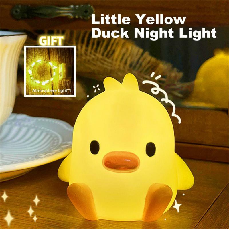 Mini Silicone LED Night Lamp, Pato bonito, Desenhos animados Animais Dormir Luz, Quarto Decorativo Night Light, Decorações para casa