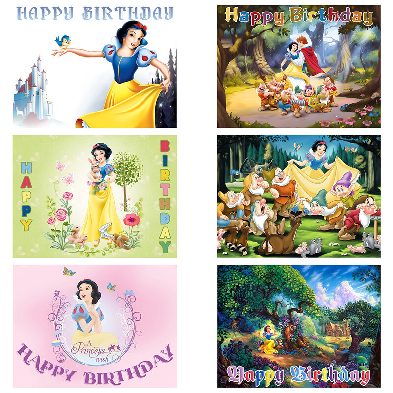 Snow White latar belakang putri pesta selamat ulang tahun fotografi bayi Shower perlengkapan dekorasi ruangan latar belakang vinil Poster foto