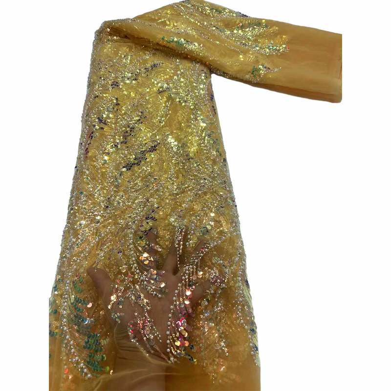 Neueste luxuriöse afrikanische Bräutigam Spitze Stoff hochwertige Material nigerian ische französische Pailletten Spitze Stoff für Hochzeit 5 Meter