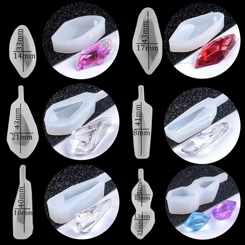 Moldes de silicona con gemas de cristal, molde de resina epoxi para pendientes, collar, colgante, fabricación de joyas Diy, suministros de herramientas