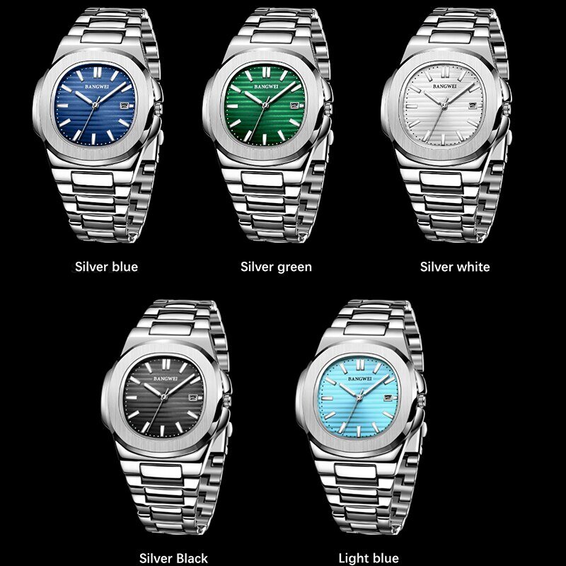 2024ใหม่นาฬิกาควอทซ์สำหรับผู้ชายหรูหรากันน้ำ30เมตรนาฬิกาบอกวันที่อัตโนมัตินาฬิกาสแตนเลสสำหรับผู้ชาย