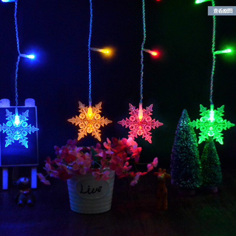 Impermeável decorativa LED Snowflake luzes, cortina, férias suprimentos, acampamento ao ar livre