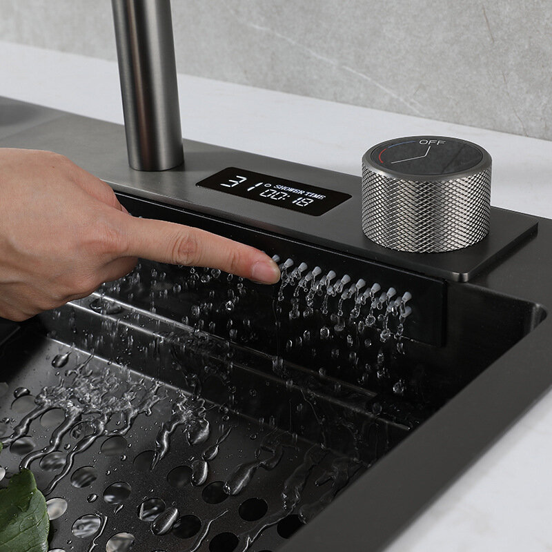 304 aço inoxidável cachoeira pia da cozinha pull tipo torneira único slot de alta pressão copo lavadora café bar vinho pia