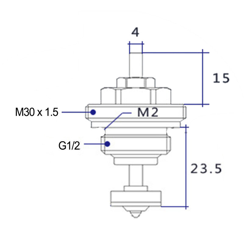 Nucleo automatico della valvola a molla da 1 pz con struttura di alto livello tagliata per il nucleo della valvola del distributore dell'acqua del riscaldamento a pavimento M30x1.5