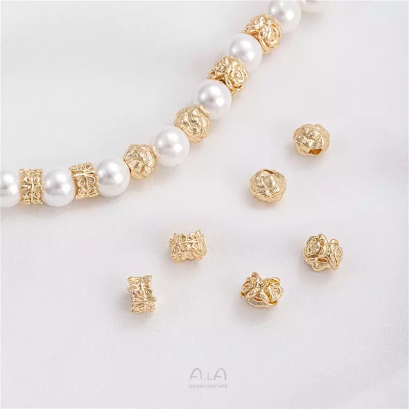 14K Gold Wrapped Yarn Ball, Rose Ring, Separated Beads, Handmade Beaded DIY Bracelet, Necklace, Accessory Materials C376