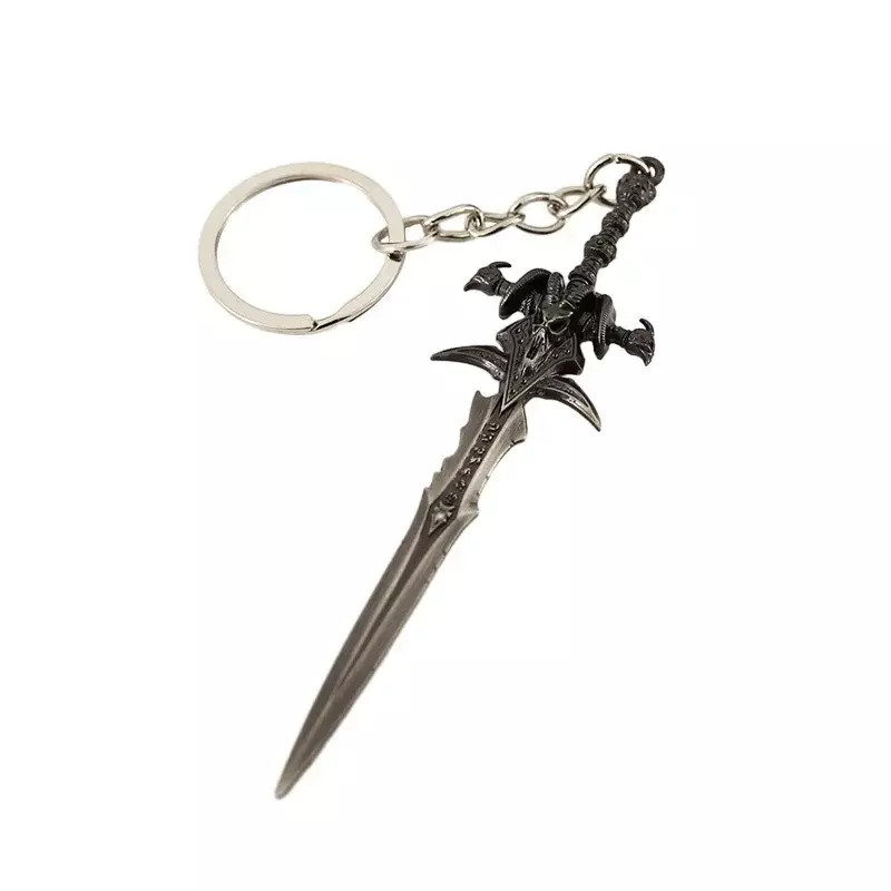 Frostmourne World of Warcraft senjata gantungan kunci paduan pedang permainan periferal senjata Model 9CM Katana ornamen kerajinan hadiah mainan