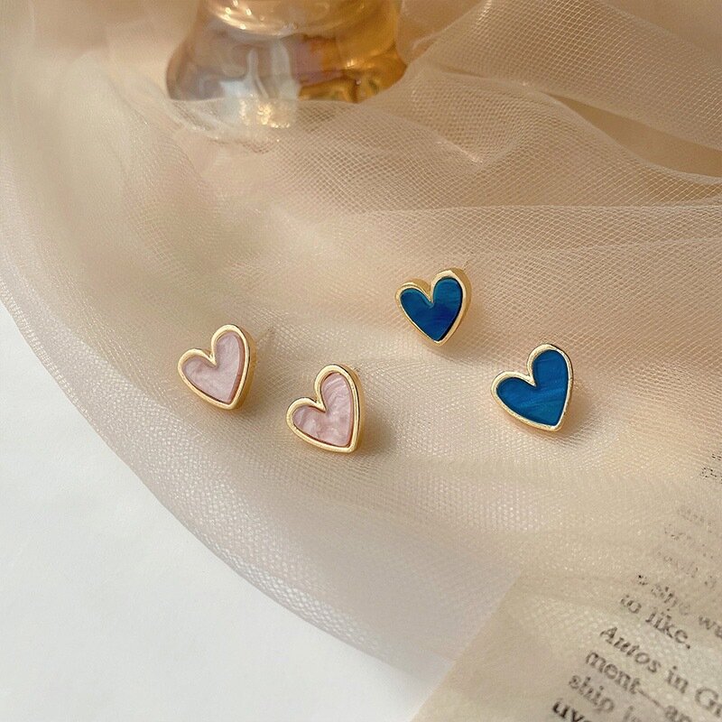 여성용 하트 블링 지르콘 스톤 로즈 골드 컬러 스터드 귀걸이, 귀여운 한국 귀걸이, 패션 쥬얼리, 2021 신상 선물