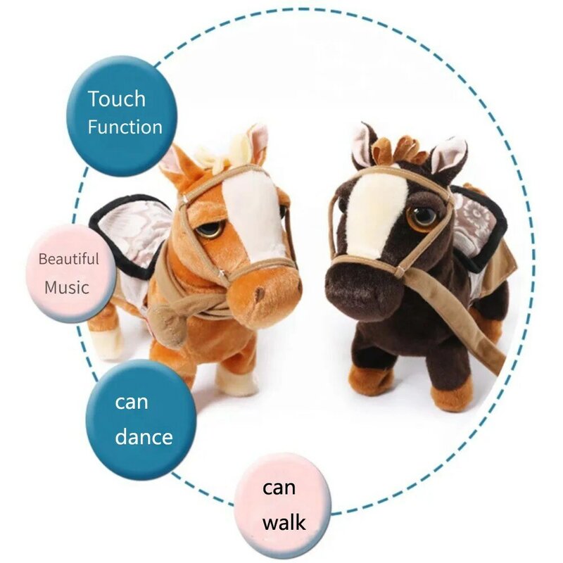 Новинка Электрическая плюшевая пони игрушка поводок Контролируемая электронная Лошадь Плюшевые Интерактивные животные Гуляющие танцы музыкальные игрушки для детей Подарки