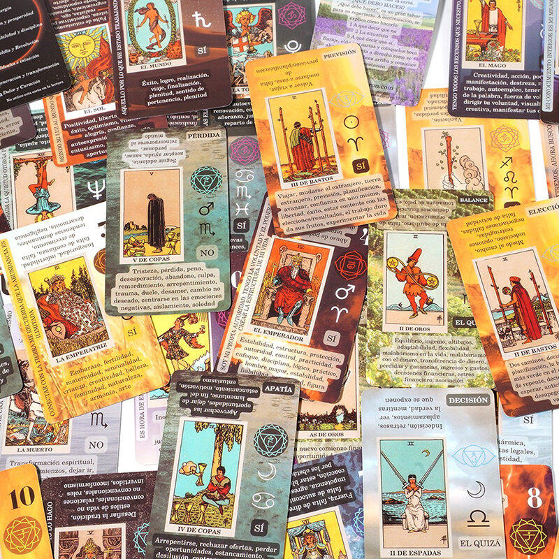 Carte dei tarocchi immagini eteree carte dei tarocchi edizione spagnola carte Flash olografiche previsioni del destino giochi da tavolo divinazione
