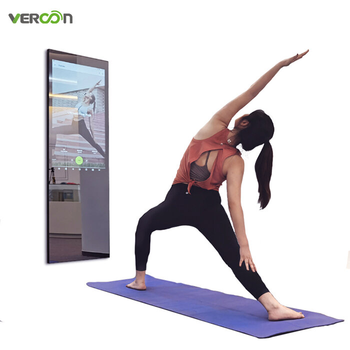 Touch Screen ginásio espelho inteligente, exercício de treino, wi-fi, espelhos de fitness com sistema android, 43 polegadas, 2024