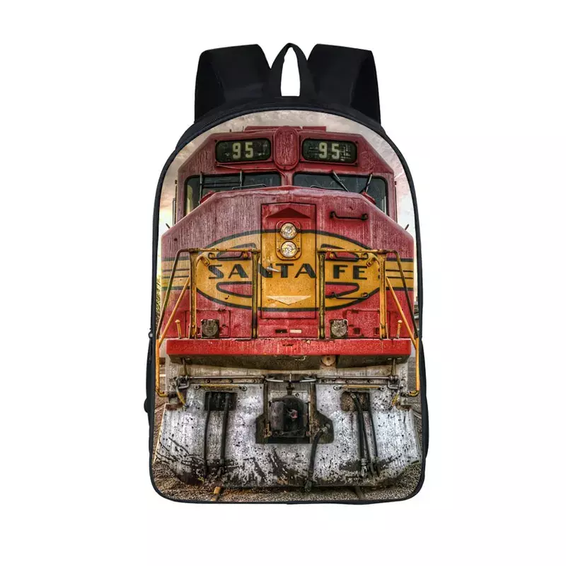 Tas punggung pola lokomotif, ransel Retro Steam Kereta Api Lokomotif Anak Remaja tas sekolah pria ransel perjalanan tas buku siswa hadiah