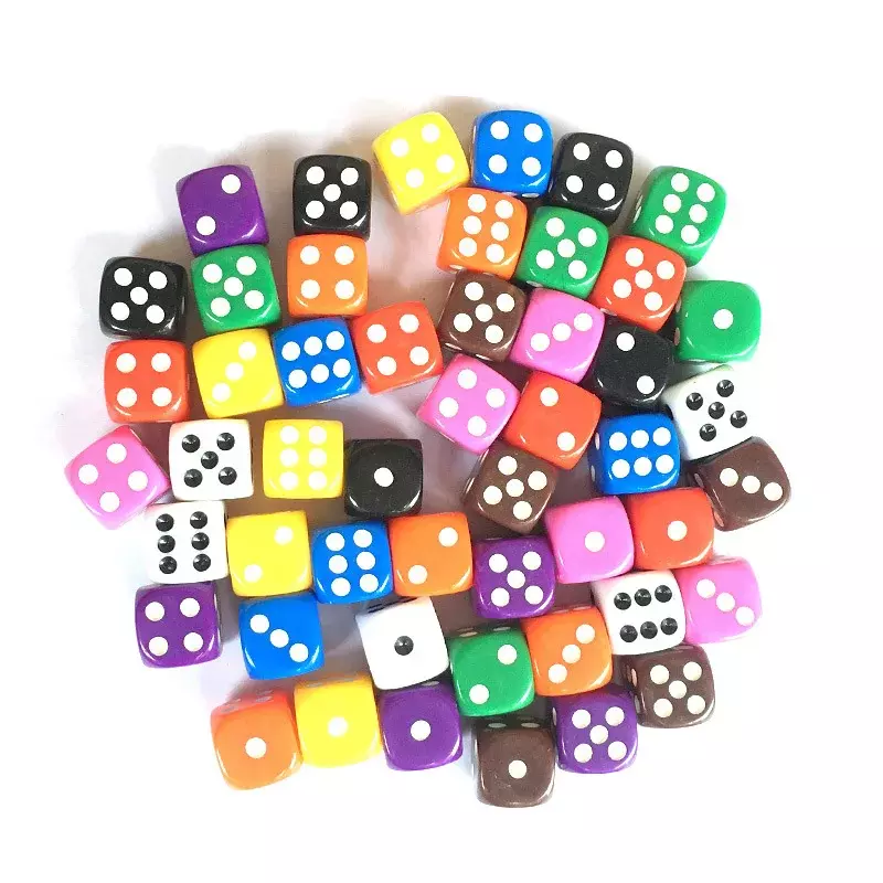 Conjunto de dados acrílicos sólidos, clube, festa, jogos de família, 6 lados dados, 10 cores, 10pcs/lote