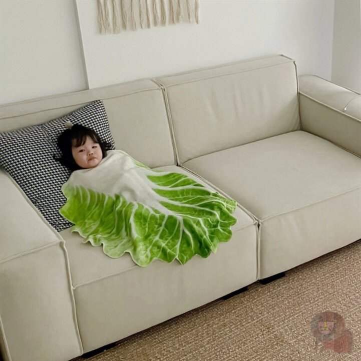Selimut bayi flanel kubis lucu selimut tertutup bayi kreatif ruang tamu Quilt Tiktok gaya sama