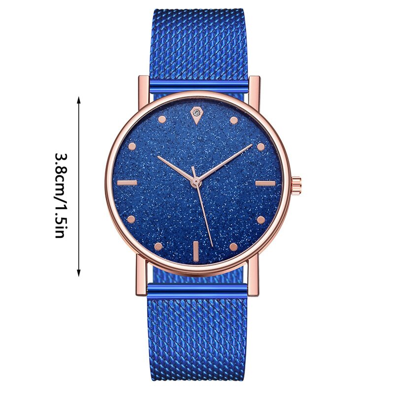 Jam tangan wanita mewah Babysbreath jam tangan kuarsa wanita baja tahan karat modis jam tangan wanita intelektual elegan biru