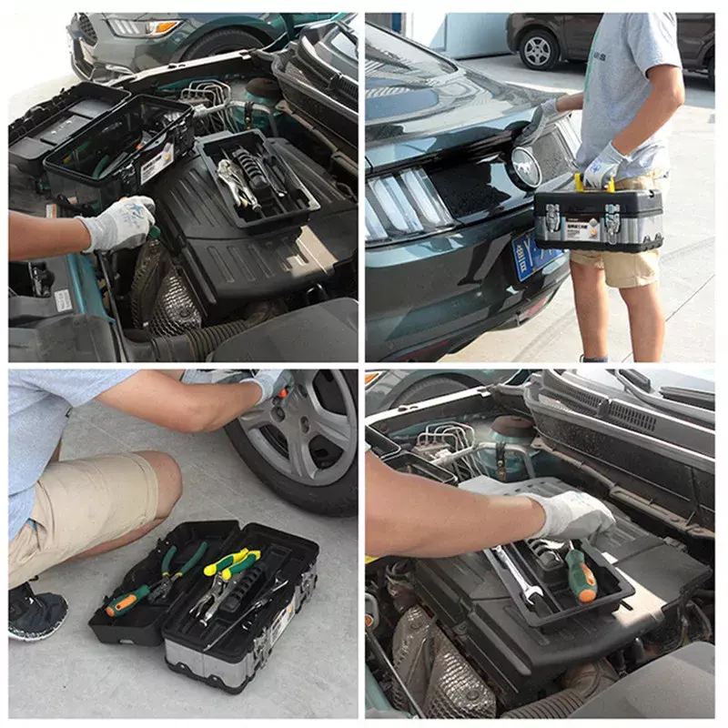 Neue multifunktion ale Werkzeug aufbewahrung sbox tragbare Werkzeug kiste tragbare Metall aufbewahrung sbox Edelstahl-Werkzeug kästen Aufbewahrung von Auto gegenständen