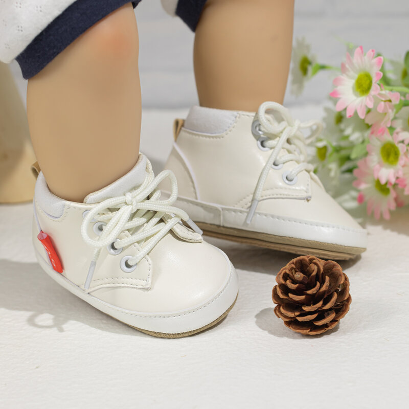 Sepatu olahraga bayi baru lahir, Kasut kulit laki-laki perempuan Retro kasual Comfor sol karet Anti Slip untuk yang pertama berjalan 2023