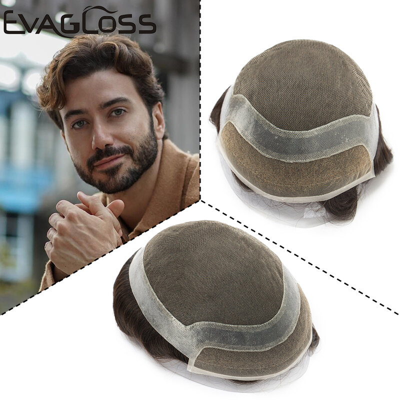 Hollywood Style Hair Prosthesis Toupee Men Lace PU Base Wig For Male Breathable Man Wig Capillary Prosthesis Replacement System