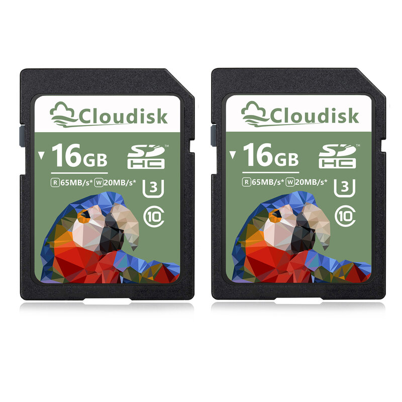 Clouddisk SD 카드 2 팩, SDHC C10, SDXC U3 V30, UHS-I SD 플래시 메모리 카드, 카메라 자동차 DV SLR용, 16GB, 32GB, 64GB, 128GB, 4GB