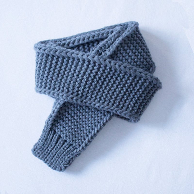 Детский шерстяной вязаный шарф, зимний однотонный теплый шарф для девочек и мальчиков
