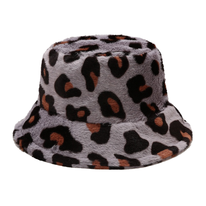 Nieuwe winter emmer hoeden pluizig bont mannen vrouwen panama hoed mode warm visser cap houndstooth luipaard bedrukte hoed