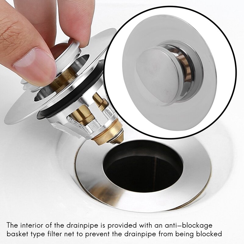 Basin Sink Waste Plug Bathroom Plugs Push-In Bounce Core Sink Spring Plug Used In Kitchen Bathroom And Toilet