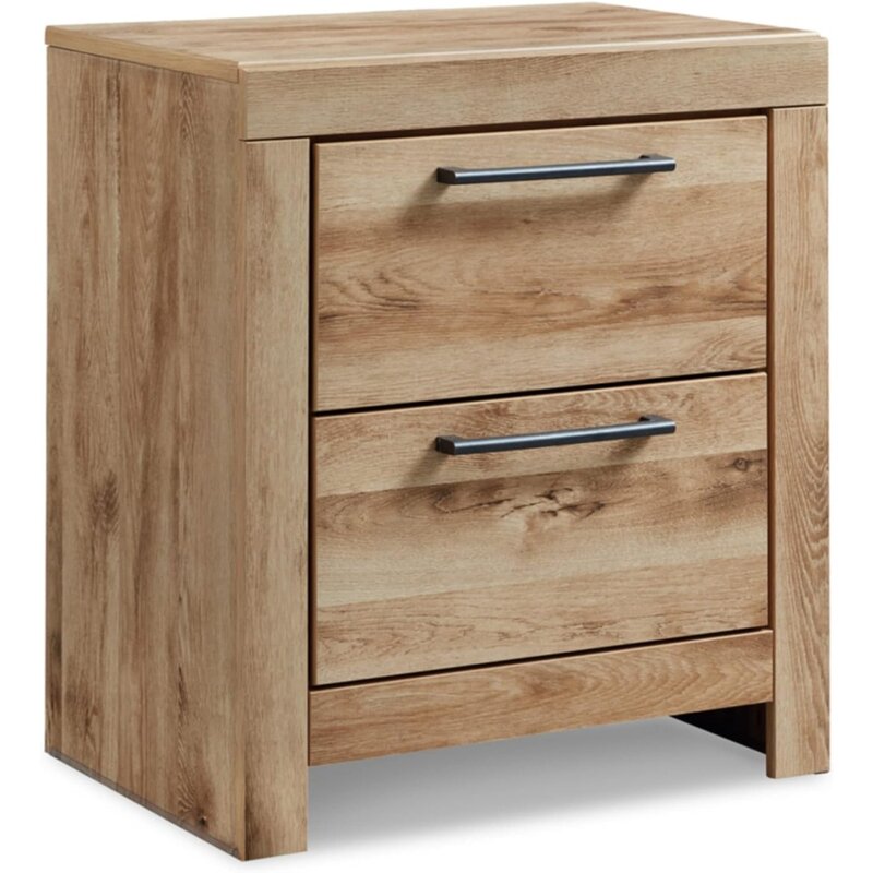 Bedside Table Rustic 2 Drawer Nightstand with 2 USB Charging Ports Furniture for Room Side Bed Tables Small Bedroom Home