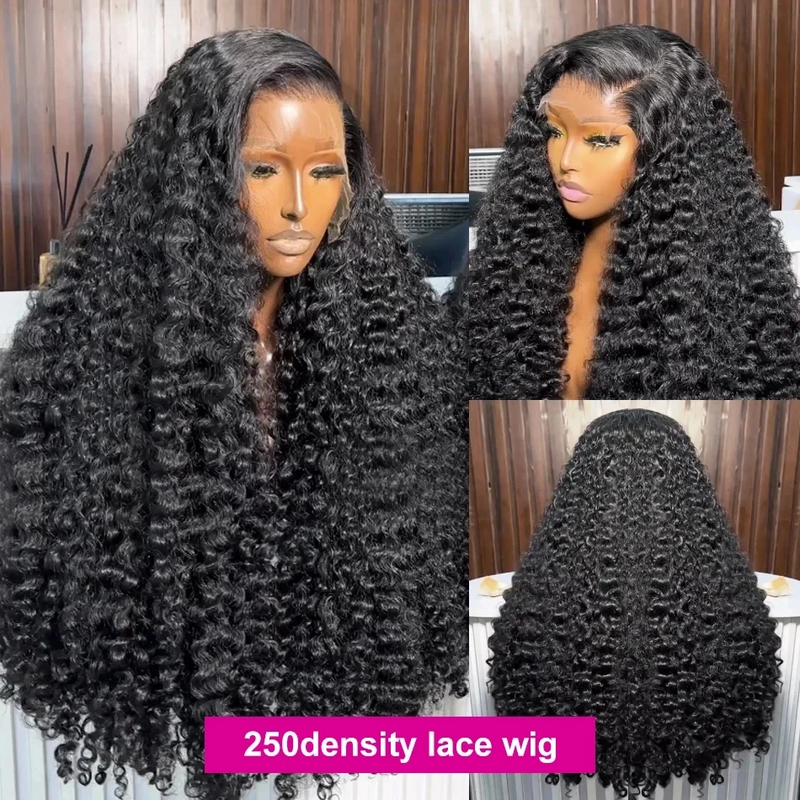 Perruque Lace Front Wig Deep Wave Naturelle Bouclée, Cheveux Humains, HD, 13x6, 13x4, 30 Pouces, 250%, pour Femme