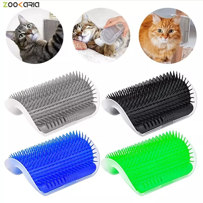 Gato auto groomer com catnip macio gatos parede canto massagem gato pente escova esfrega o rosto com um pente de cócegas pet grooming abastecimento
