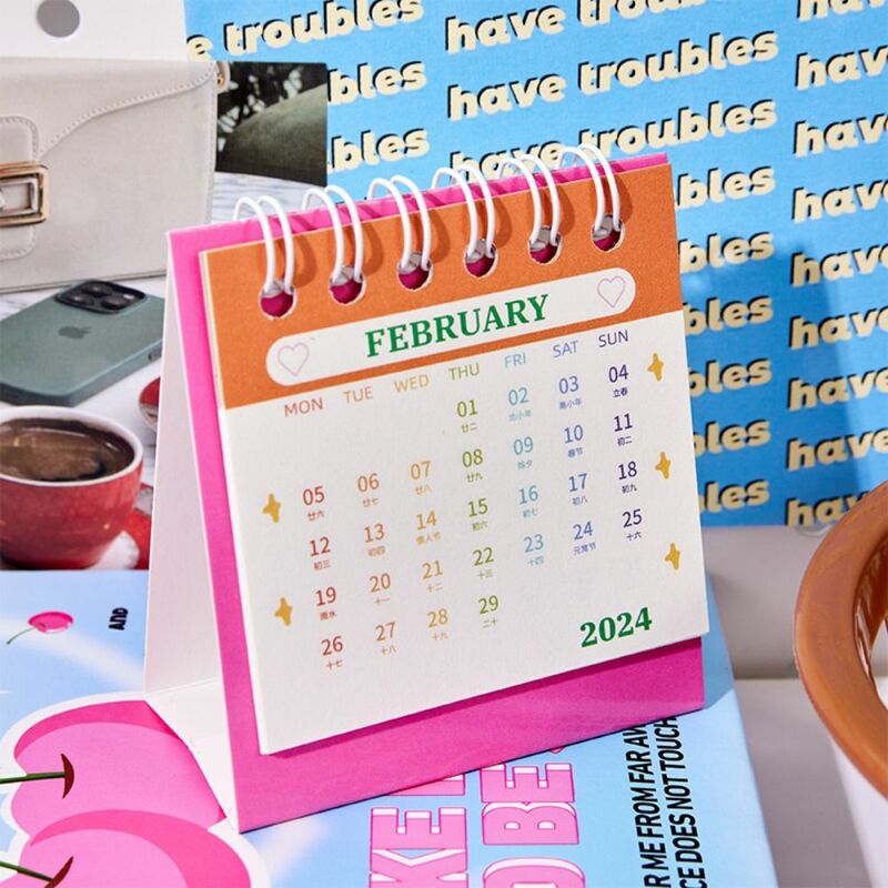 Daily Schedule Calendar 2024 Desk Calendar Office Gift Standing Home Novelty Decor Decorative Mini Daily Household