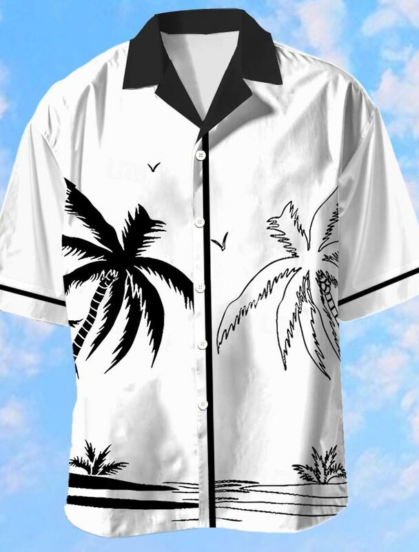Camisa hawaiana de manga corta para hombre, camisa con cuello de campamento, gráfico, informal, de calle, moda de diseñador, coco, Verano