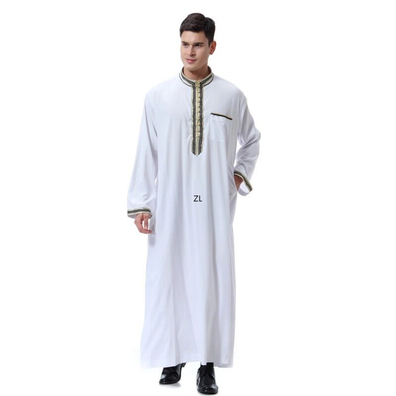 Дубай, Саудовский стиль, мужской кафтан, абайя, длинный халат, Jubba Thoub Dishdasha, мусульманское платье, ИД, Ближний Восток, Рамадан, мусульманская одежда