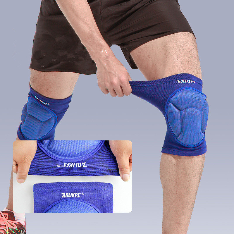 厚手のスポンジ膝パッド屋外用、滑り止めスリーブ、レッグスリーブ、高弾性、膝関節、バスケットボール、バレーボール、2個