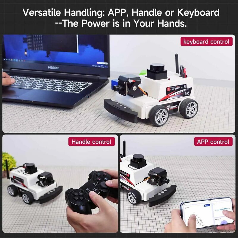 Raspberry Pi 5-Kit robot pour voiture, avec MS200 TOF lidar, prise en charge de cartographie SLAM, navigation AI Visual Heroes Python3