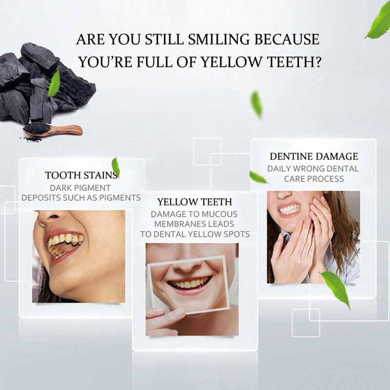 Pasta gigi pemutih arang bambu, pasta gigi penghilang noda kopi membersihkan mulut mencegah kerusakan gigi perawatan gigi 100g