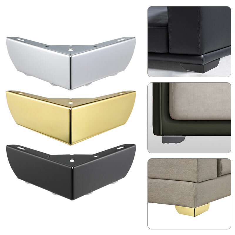 1 pz/lotto 5.5CM metallo oro nero opaco forma piedini per mobili divano armadio armadio Bar gamba piedini ad angolo retto Pad